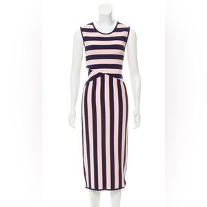 Pink and Navy Striped Timo Weiland Bodycon Midi Dress
Size Large